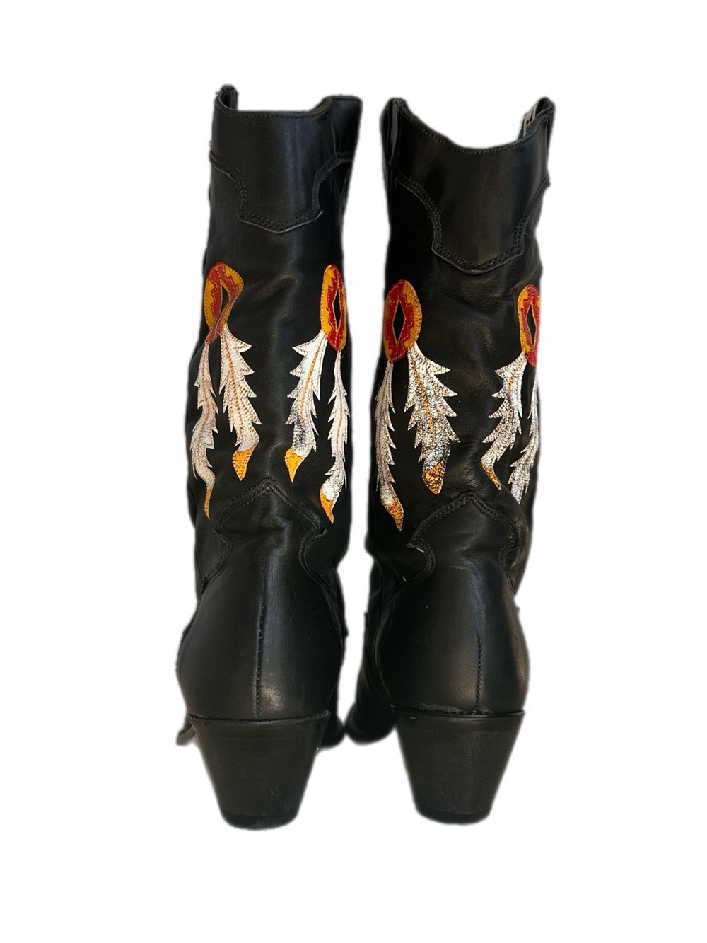 Vintage Code West Leather Western Boots Embroidered Dreamcatcher Feather 6.5 - Picture 3 of 10